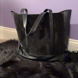 Monsoon black leather/suede tote bag - like new!